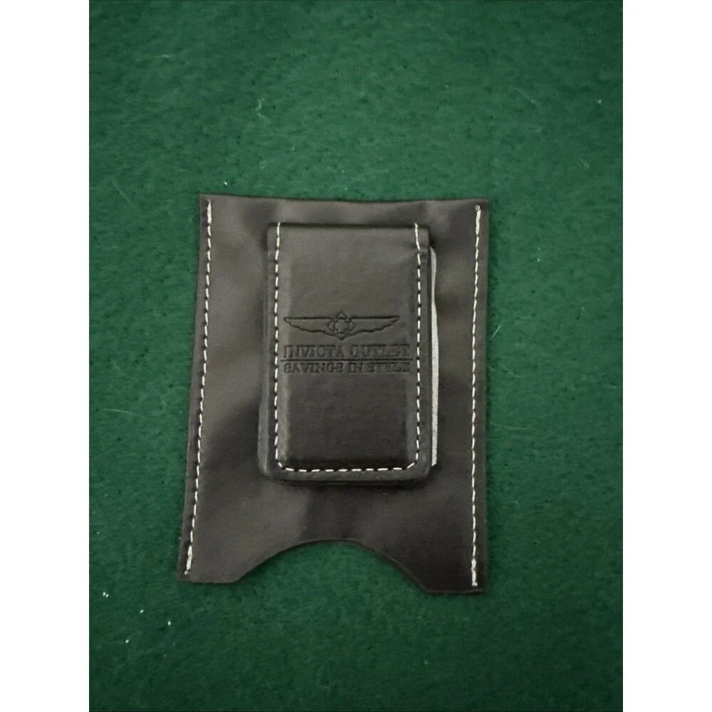 Invicta Men's Money Clip & Credit Card Holder – Black Faux Leather Slim Wallet